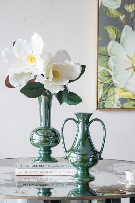 Round Dining Table With Elegant Floral Design And Mirrored - Silver Multi