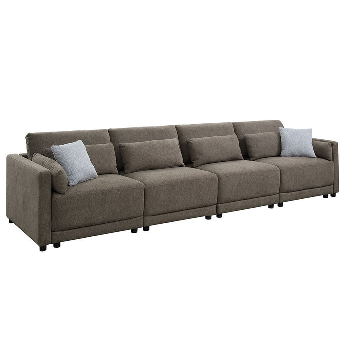 Rylie - Modular Armless Chair With Pillow - Brown Linen