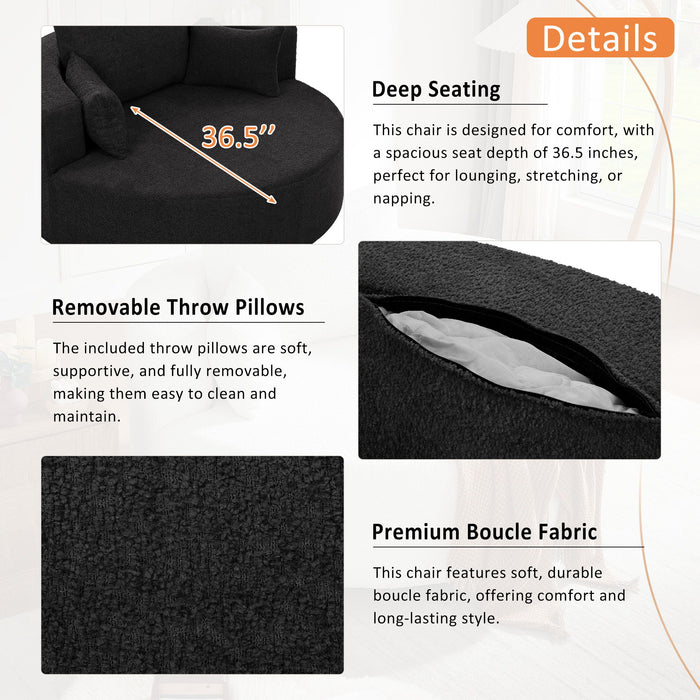 360° Swivel Chair Accent Barrel Chair With Removable Pillows