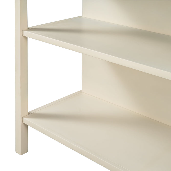 Rustic 3 Piece Stationary Kitchen Island Set With 2 Seatings, With 2 Open Shelves