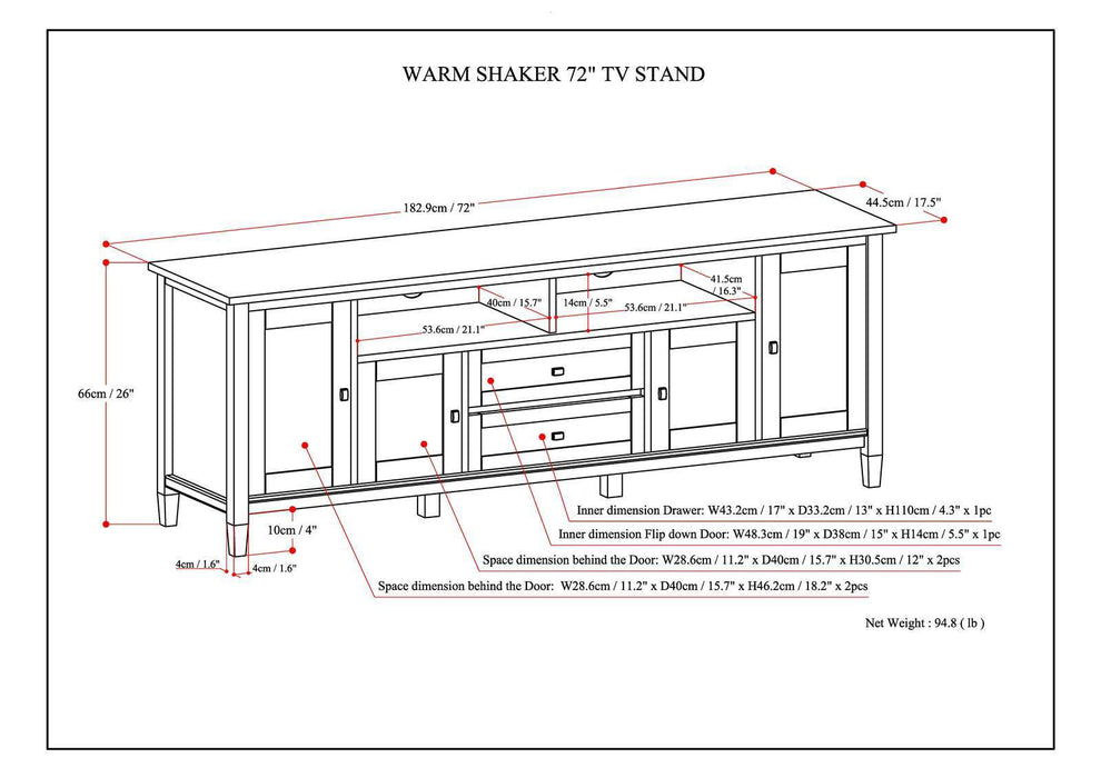 Warm Shaker - TV Media Stand - Hickory Brown