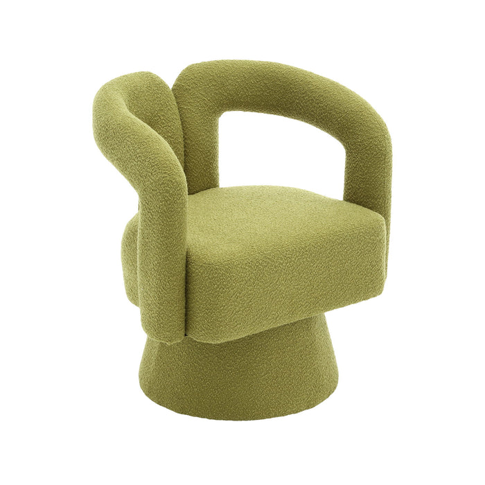 360 Degree Swivel Cuddle Barrel Accent Chairs, Round Armchairs With Wide Upholstered, Fluffy Fabric Chair For Living Room, Bedroom, Office, Waiting Rooms - Olive Green