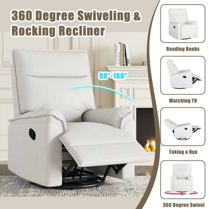 360 Degree Swivel Recliner Manual Recliner Chair Theater Recliner Sofa For Living Room, Beige