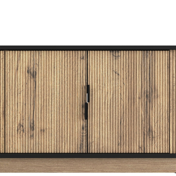 Grain 4 Door TV Cabinet, An Ideal Choice For TV And Item Storage In Modern Homes, A Perfect Blend Of Nordic And Modern Minimalist Styles - Black