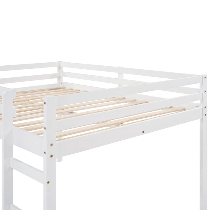 Full Loft Bed With Slide, Multifunctional Design - White