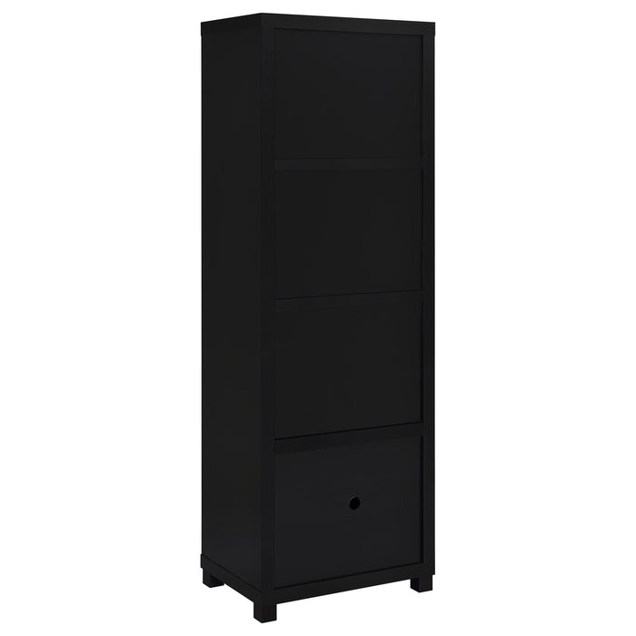 Sandl - 3 Shelf Media Tower With Cabinet Storage Solution - Black