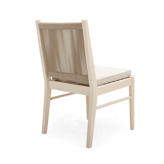 Cordoba - Dining Chair (Set of 2) With Acacia Wood Frame And Water Repellent Fabric - Beige / Yellow