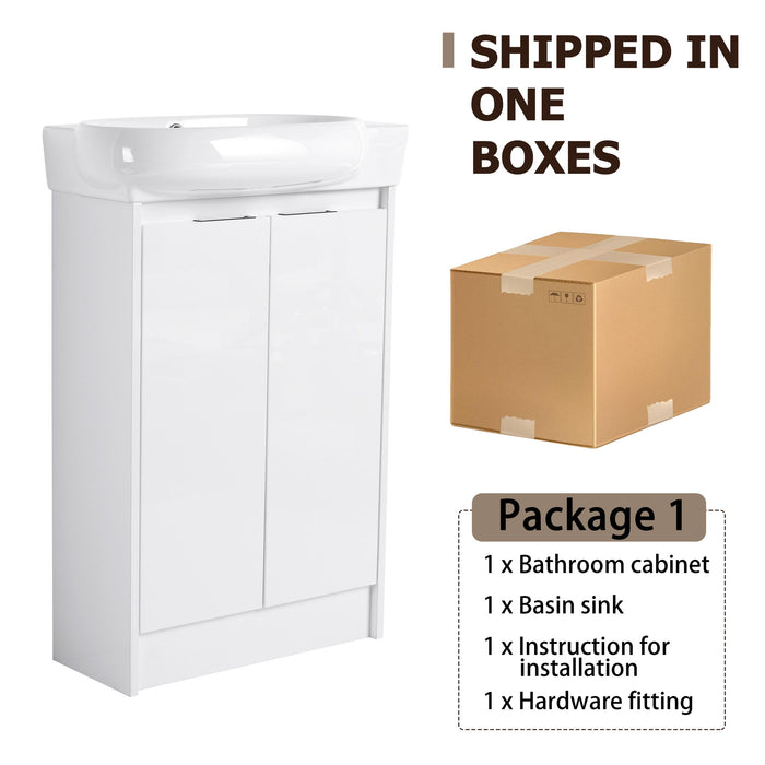 Freestanding Bathroom Vanity With Sink And Storage Rack, Soft Close Doors Base With Basin