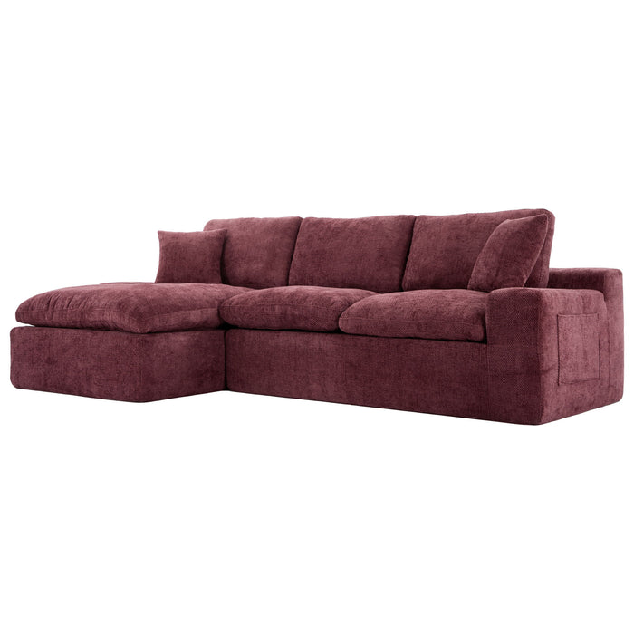 Cloud Sectional Sofa With Double Layer Cushion And Side Pockets, Free-Combined