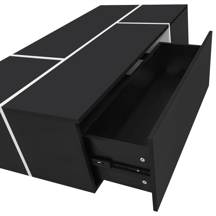 Extendable Coffee Table With 2 Hidden Storage Space And 2 Drawers For Living Room