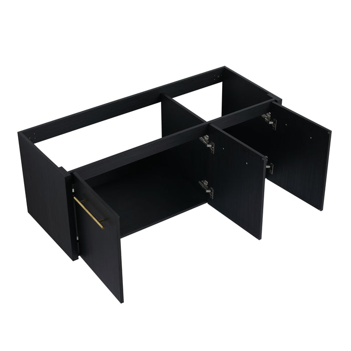 Contemporary 48" Wall Mounted Bathroom Vanity With Resin Sink And Soft Closing Doors And Line - Black Chestnut