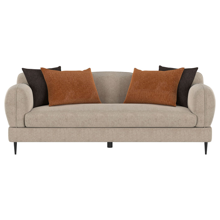 Jade Chenille Upholstered Sculpted Track Arm Sofa Latte