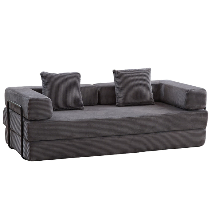 Floor Couch, Convertible Floor Sofa Bed With Pillow Back Support Armrest