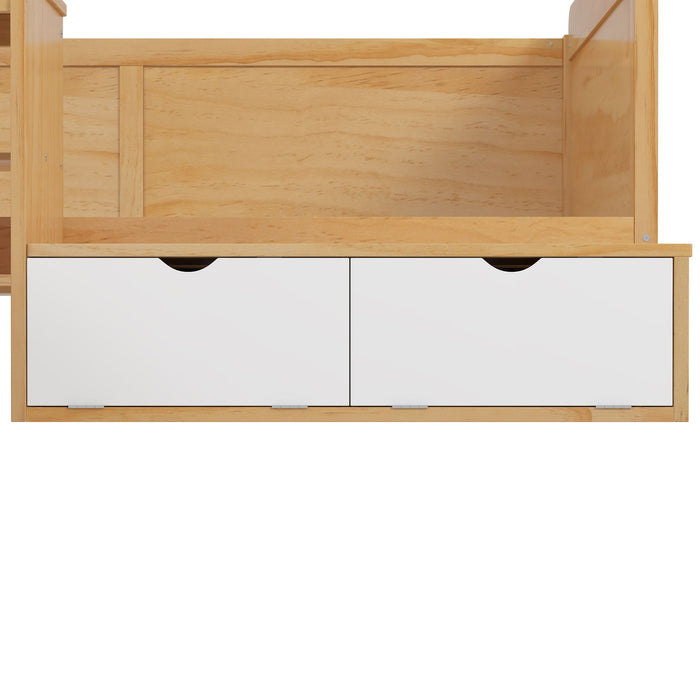 Daybed With Storage Shelves And Lockers, Multi Functional Bed With Study Desk And Matching Stool