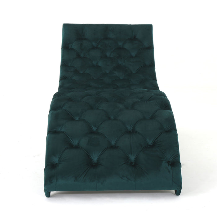 Elegant Tufted Chaise Lounge With Curved Design