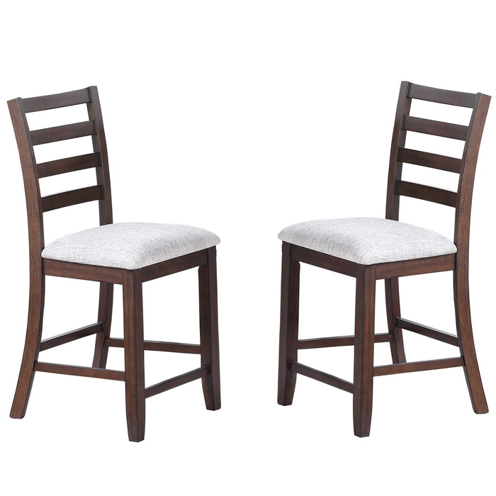 Ladder Back Design Counter Height Dining Chairs (Set of 2) - Walnut