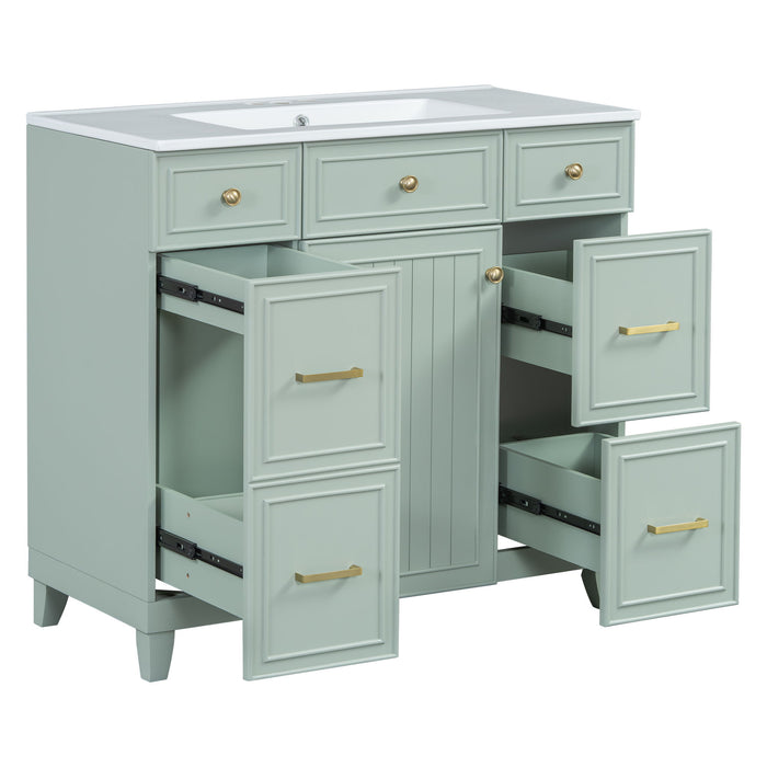 Bathroom Vanity With Ceramic Sink, Soft Close Doors, Adjustable Shelves