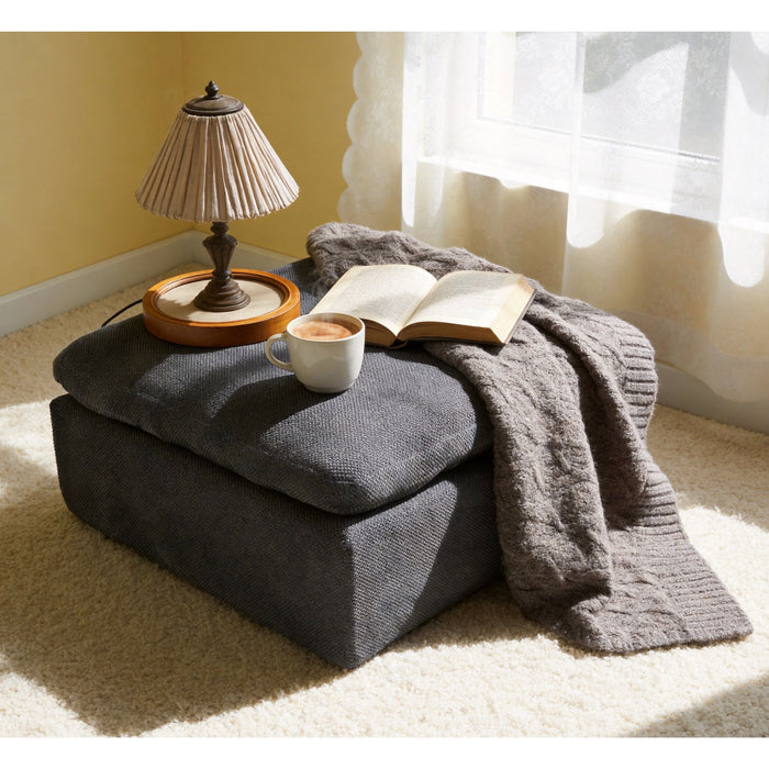 Full Compressed Ottoman - Dark Gray