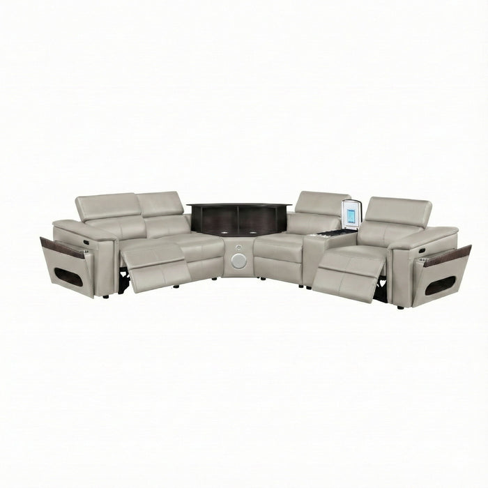 Nova - Sectional With Bluetooth Speaker, LED And Lifting Wine Cabinet
