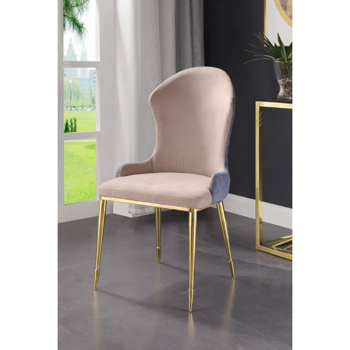 Caolan - Side Chair Set of 2) - Tan, Lavender Fabric & Gold