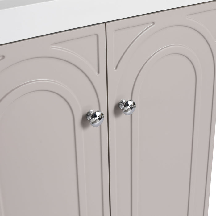 Contemporary Freestanding Bathroom Vanity With Resin Sink & Soft-Close Cabinet Doors