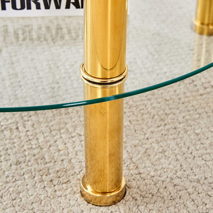 Contemporary Minimalist Double Layer Tempered Glass Coffee Table