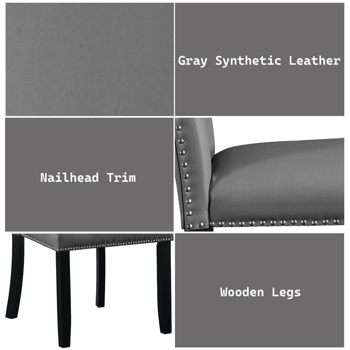 Caralin - Side Chair (Set of 2) - Gray Synthetic Leather & Black