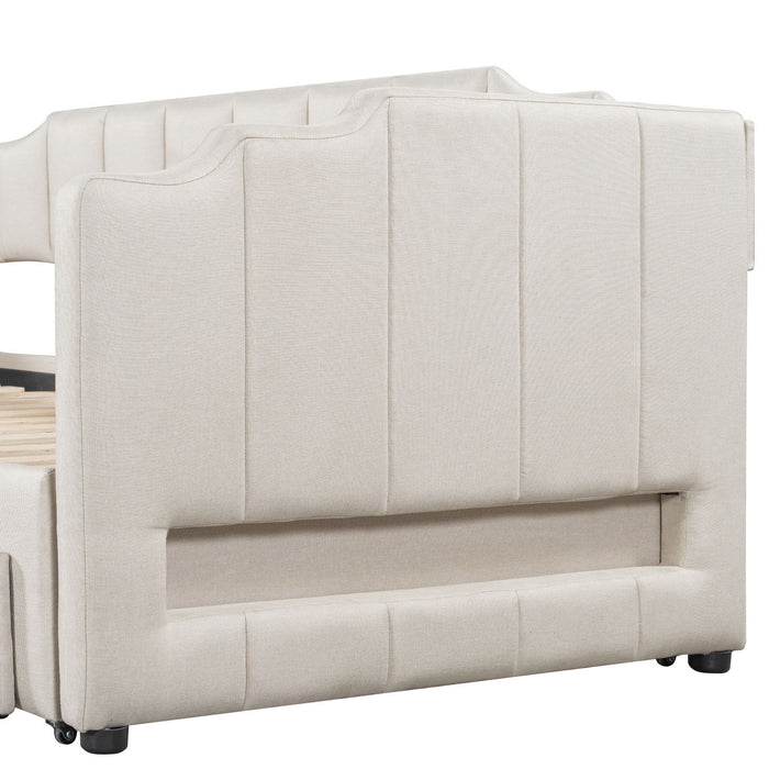 Extendable Daybed With LED Light And 2 Storage Drawers