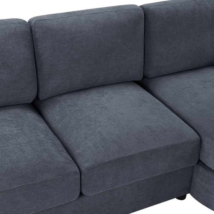 Modern L-Shaped Sectional Sofa With Curved Chaise, USB Ports, And Side Storage Pockets