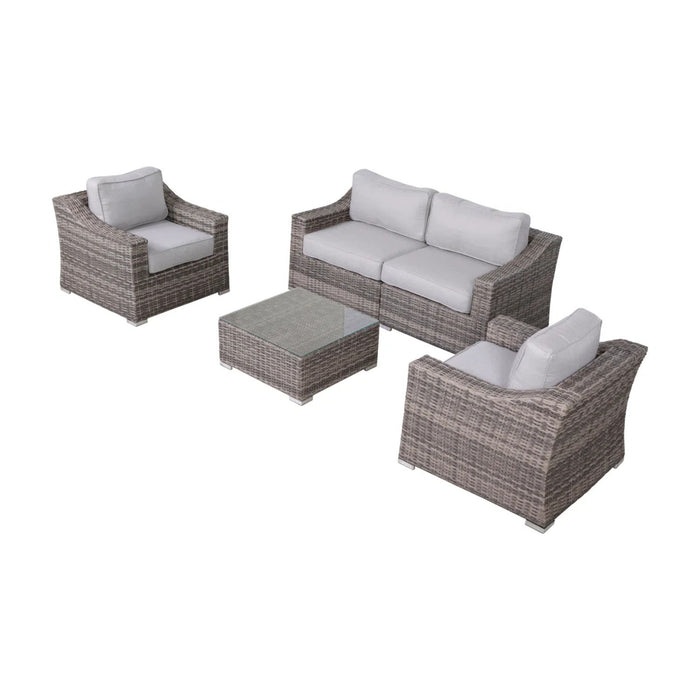 Outdoor Wicker Conversation Set With Cushions, All Weather