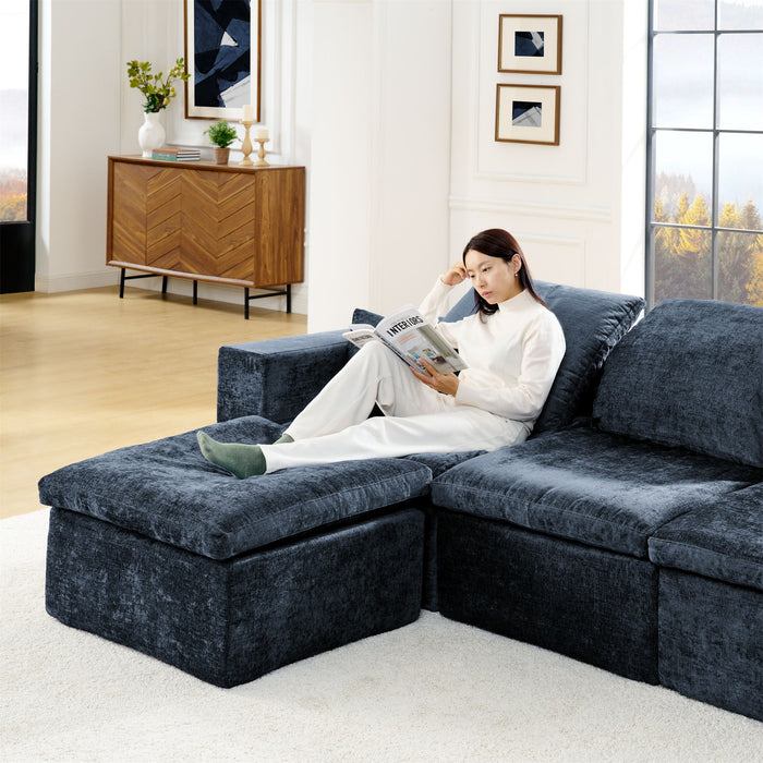 Modern Minimalist Cloud Sectional Couch With Comfy Chaise, U Shaped Modular Sofa