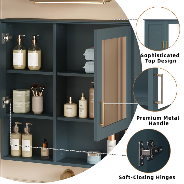 2 In 1 Wall-Mounted Mirror Cabinet With Adjustable Shelves, Soft-Close Doors, High-Definition Mirror & Storage