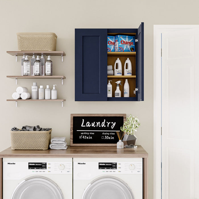 Shaker Wall Cabinet With Soft Close Hinges, Adjustable Shelves, Double Door