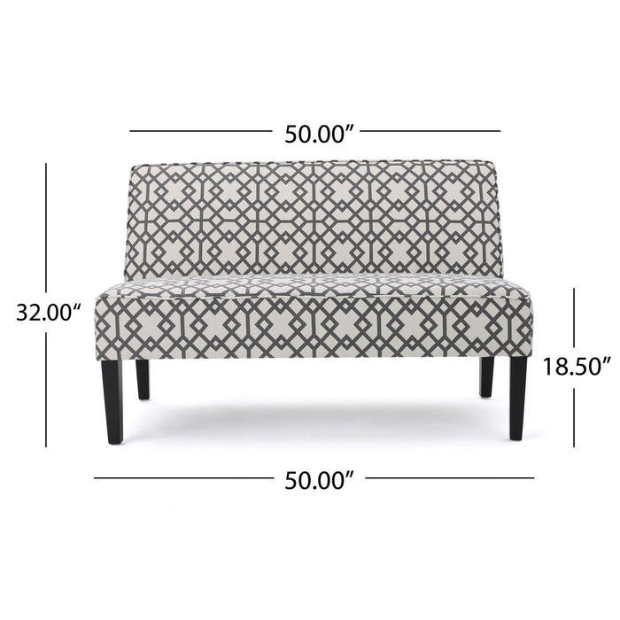 Contemporary Loveseat With Upholstered Fabric And Birch Wood Legs - Gray