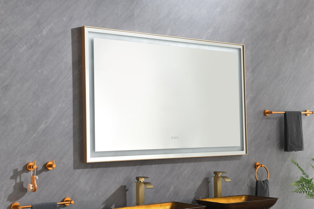 60*36 Led Lighted Bathroom Wall Mounted Mirror With High Lumen + Anti-Fog Separately Control