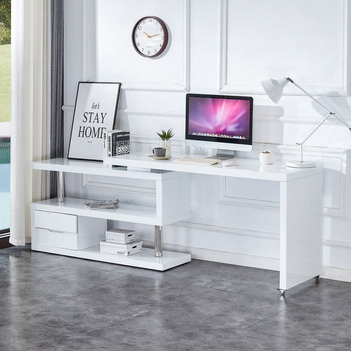 White Environmentally Friendly High - Density Board, Minimalist Corner Bookshelf And Office Desk, Desktop Computer Desk, Integrated Learning And Writing Corner Desk, Simple Home.