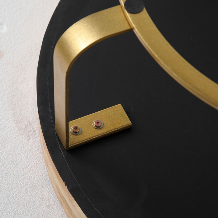 Modern Round Coffee Table With Wooden Carving Pattern