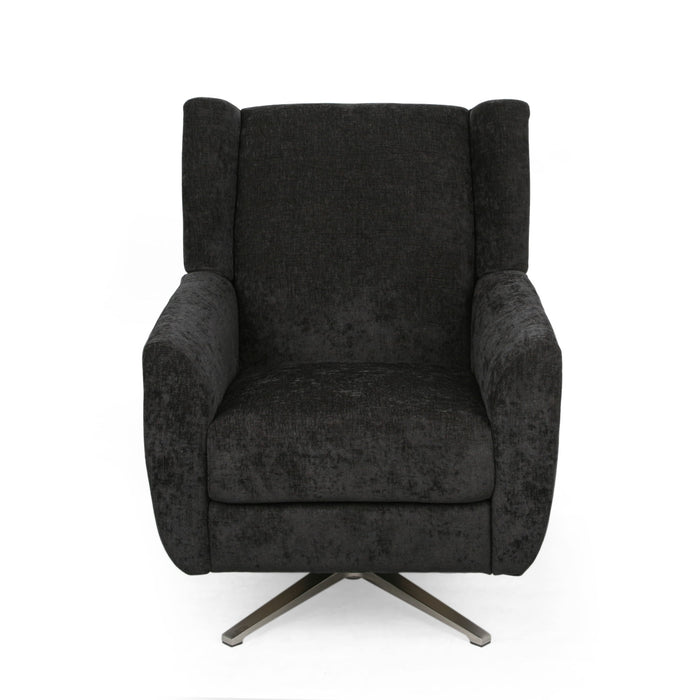 Contemporary Swivel Chair With Wingback Design - Black