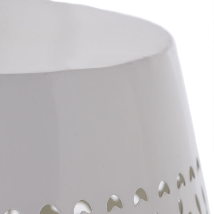 Transitional Ruby - Side Table With Lace Cut Design - White