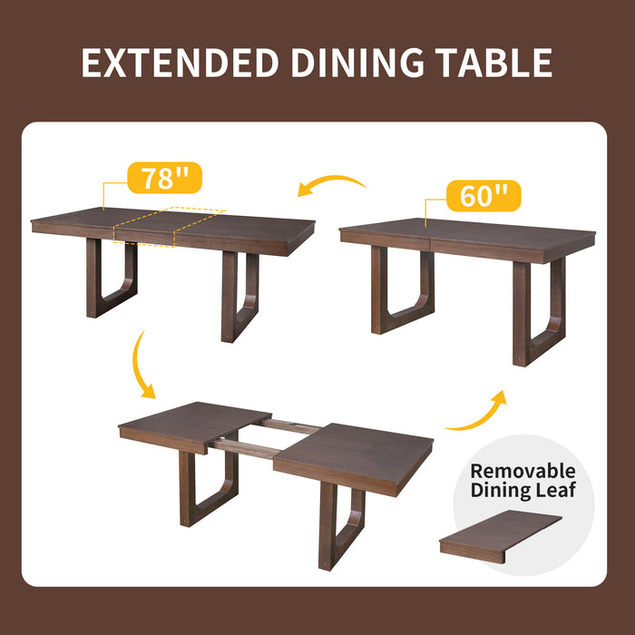 Extendable Dining Set, Farmhouse Extendable Table With Upholstered Chairs