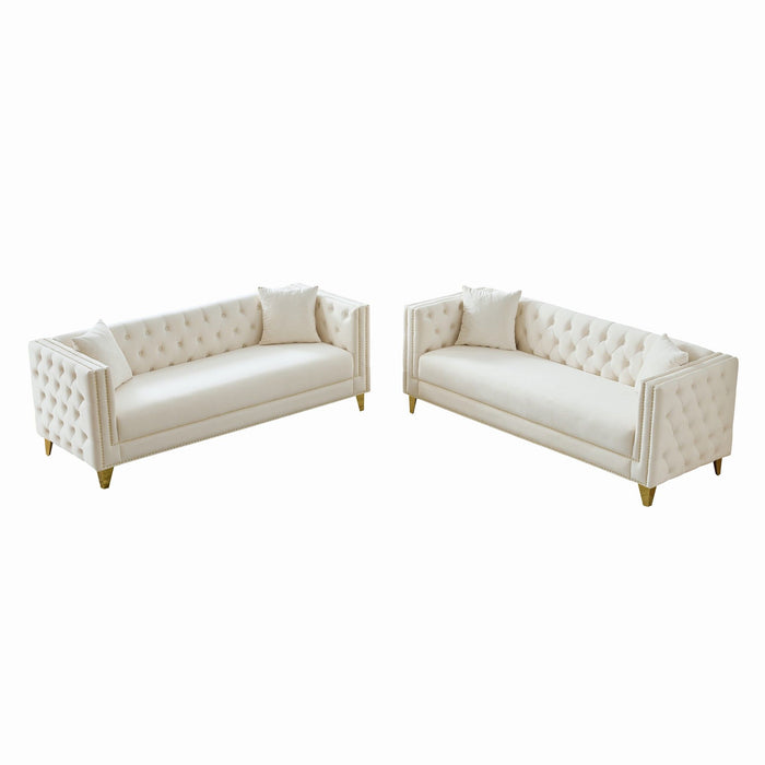 Deep Seat Sofa With Button Nailhead, Square Arm Couches