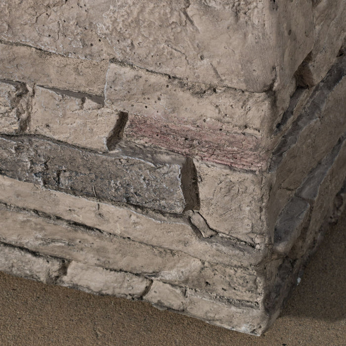 Classic Design Square Fire Pit With Top And 40, 000 Btu Heat Output - Stone Gray