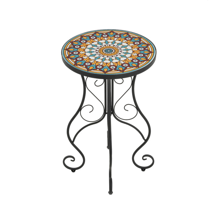 Colorful Outdoor Side Table With Ceramic Tile Top