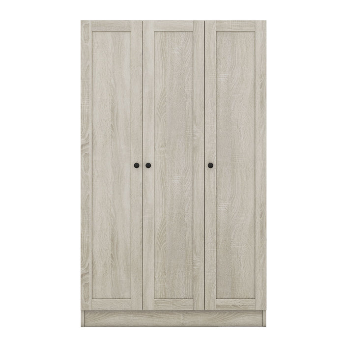 3 Door Shutter Wardrobe With Shelves, Gray