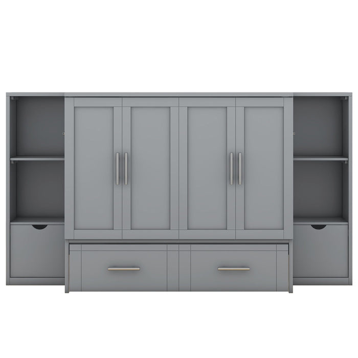 Murphy Bed With Shelves, Drawers And USB Ports