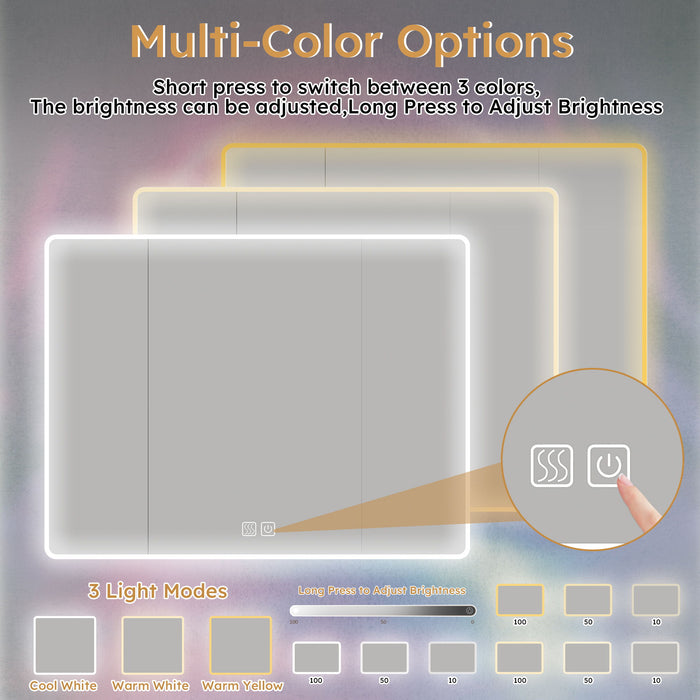 Aluminium Medicine Cabinet Mirror With LED Light And Defogging Function - Gray