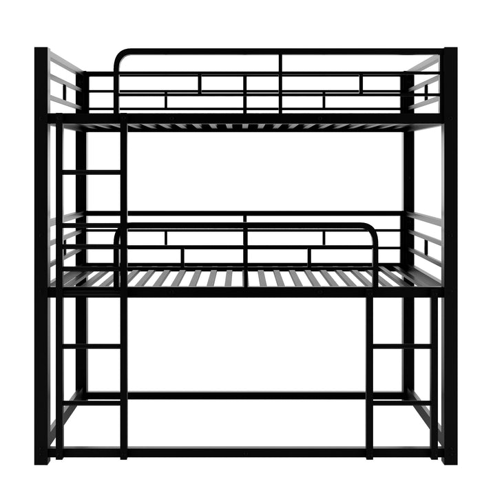 Triple Bunk Bed With Sturdy Construction And Space Saving Design