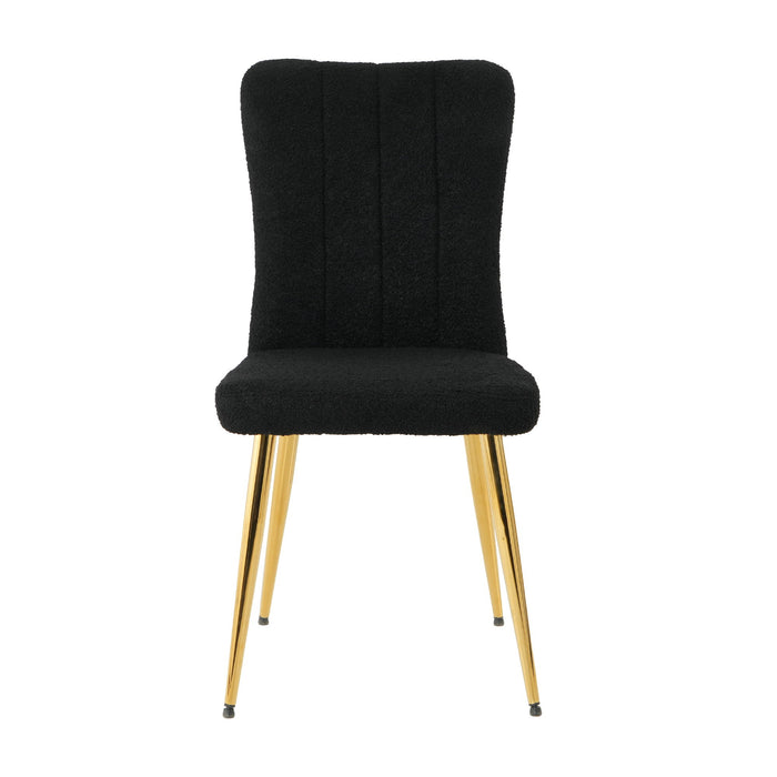 Modern Teddy Wool Dining Chair With Plated Metal Legs Upholstered Fabric Side Chair (Set of 4) - Black