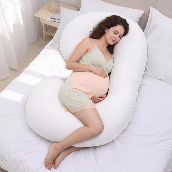 C - Shape Pregnancy Body Pillow With Soft Cover For Back - White