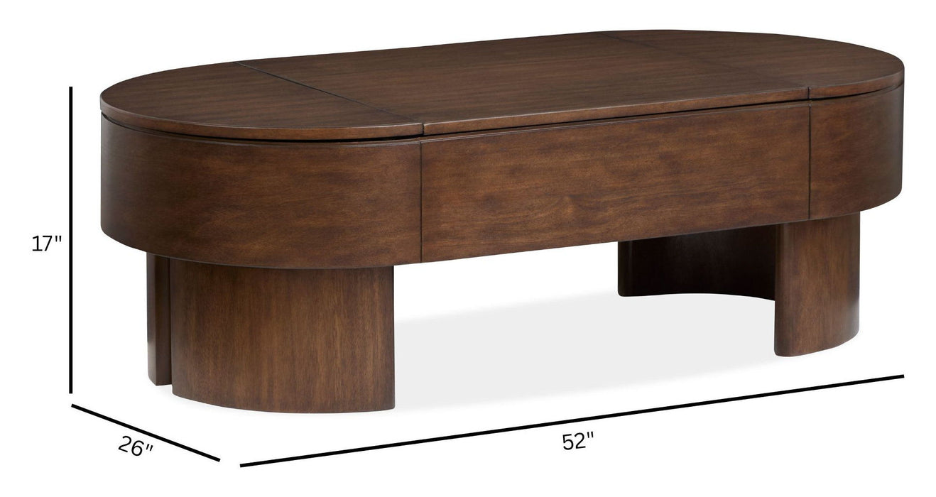Holloway - Oval Lift Top Cocktail Table - Toasted Almond